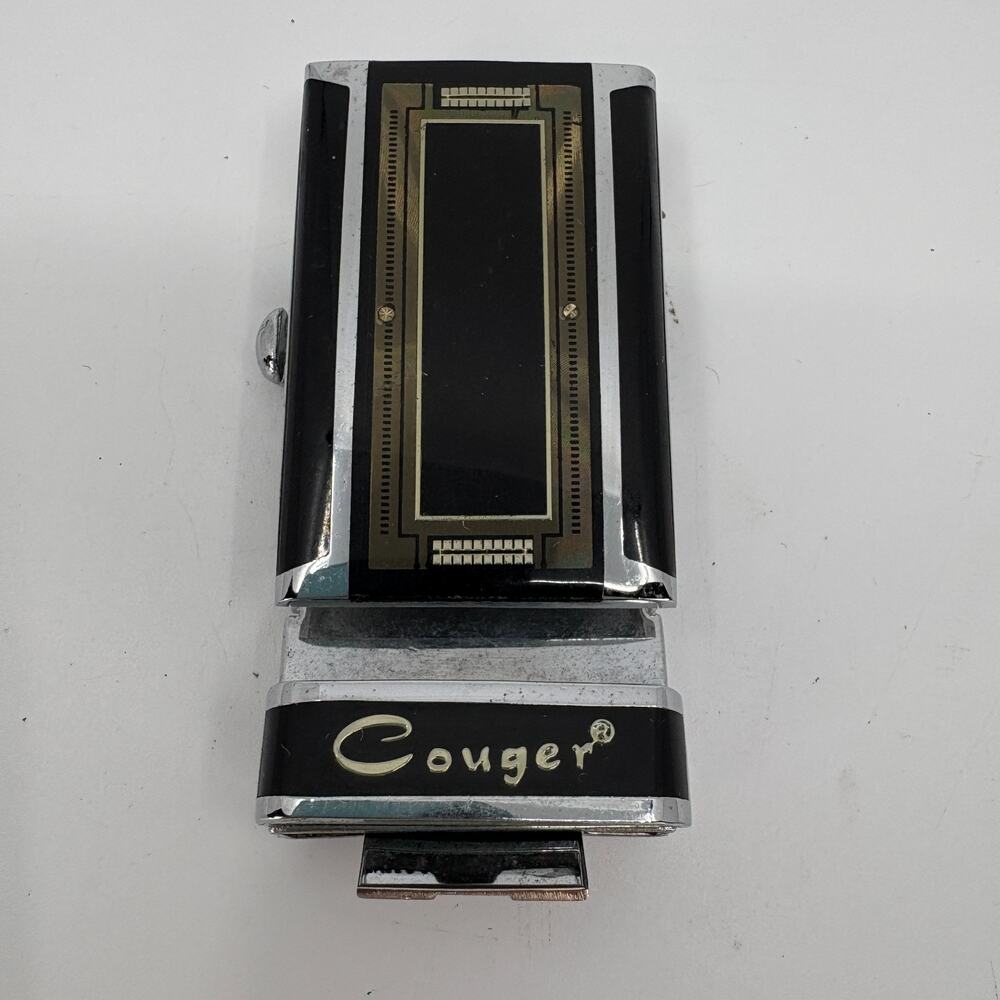 Vintage Cougar Automatic Belt Buckle Black Silver Gold Adjustable Ratchet Style